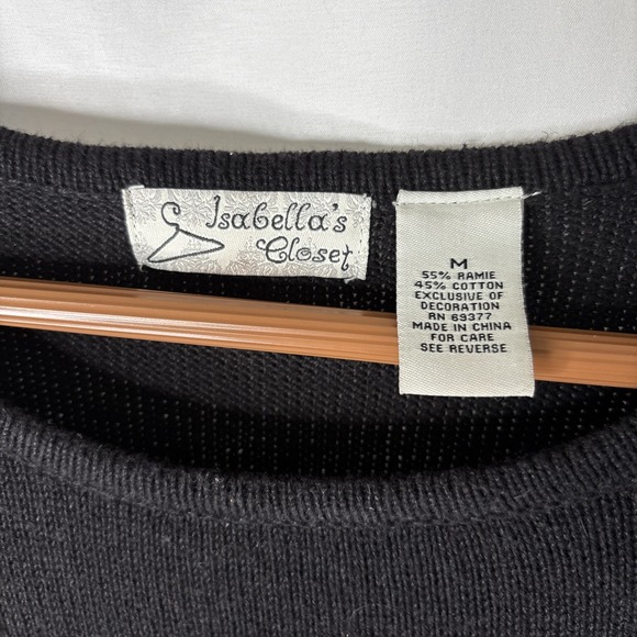 Isabella's Closet Women M Santas Clothesline Laundry Day Christmas Sweater Black - Picture 3 of 8